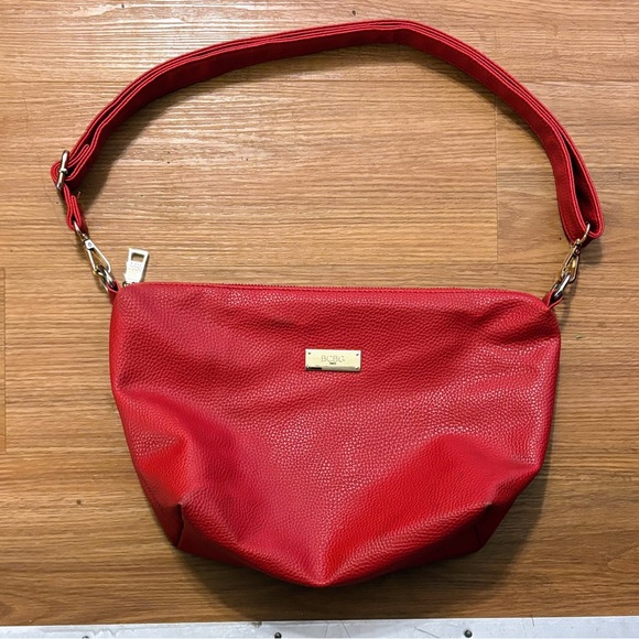 bcbg paris red faux vegan leather red tote bag crossbody purse Sm stain inside - Picture 2 of 16